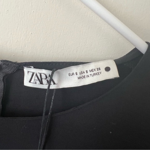 ZARA Women’s Small Voluminous Dress Black Puff Mid Sleeves Loose Fit Stretch - Picture 5 of 10